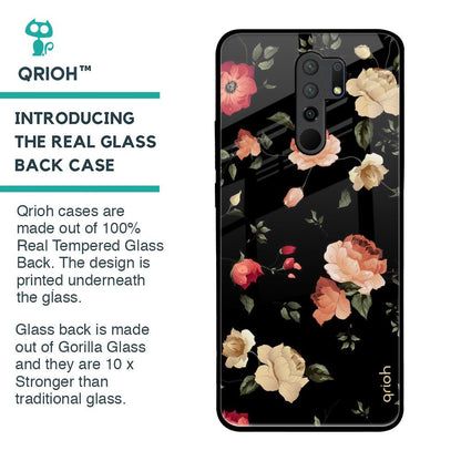 Black Spring Floral Glass Case for Poco M2