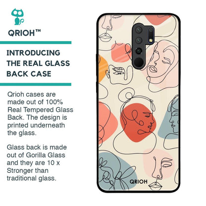 Abstract Faces Glass Case for Poco M2