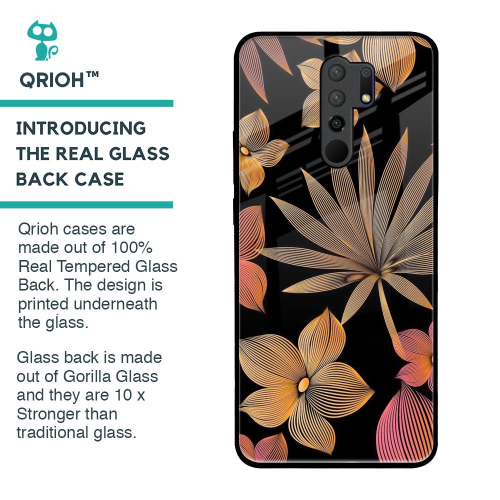 Lines Pattern Flowers Glass Case for Poco M2