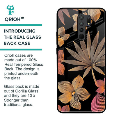 Lines Pattern Flowers Glass Case for Poco M2