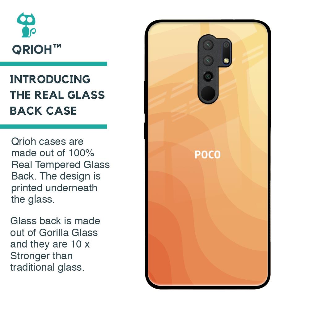 Orange Curve Pattern Glass Case for Poco M2