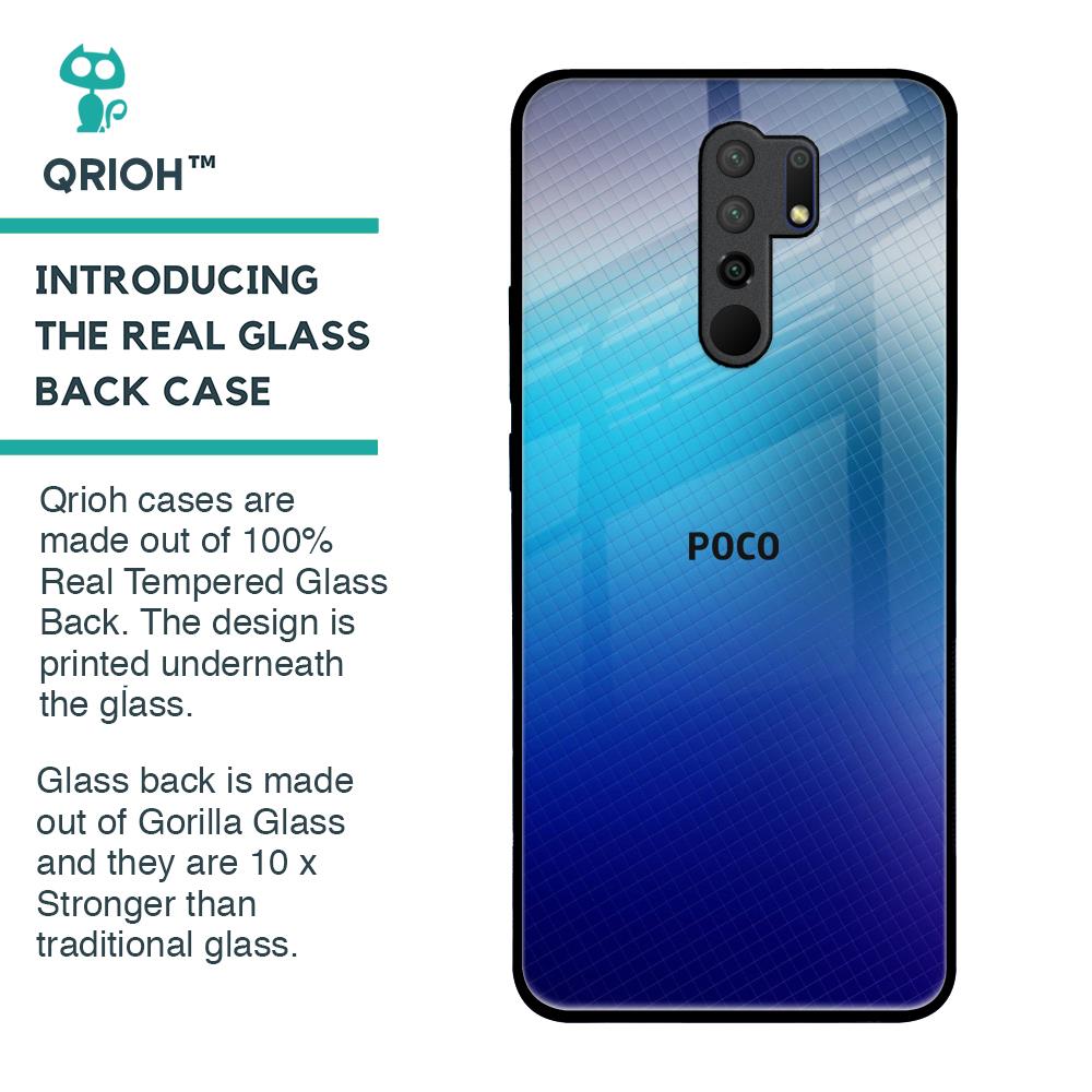 Blue Rhombus Pattern Glass Case for Poco M2