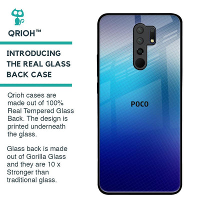 Blue Rhombus Pattern Glass Case for Poco M2