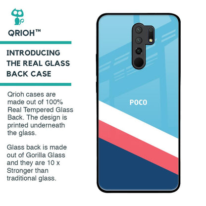 Pink & White Stripes Glass Case For Poco M2