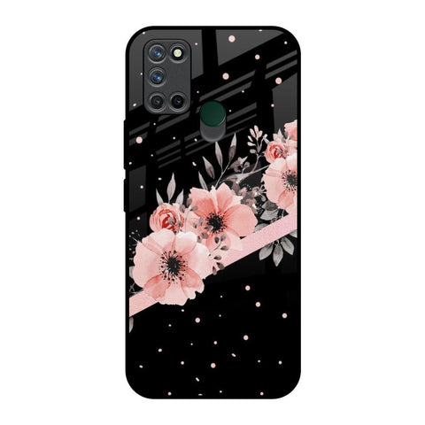 Floral Black Band Realme 7i Glass Back Cover Online