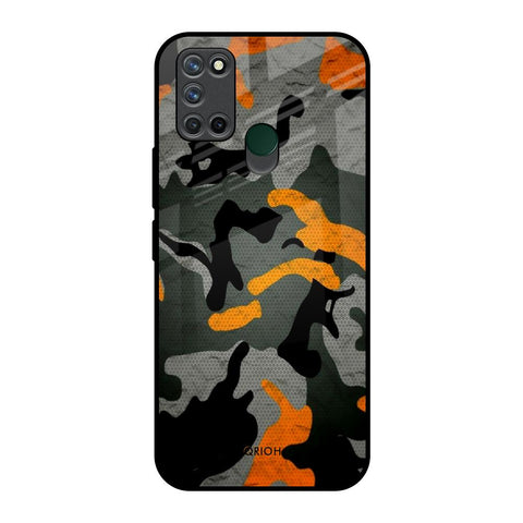 Camouflage Orange Realme 7i Glass Back Cover Online