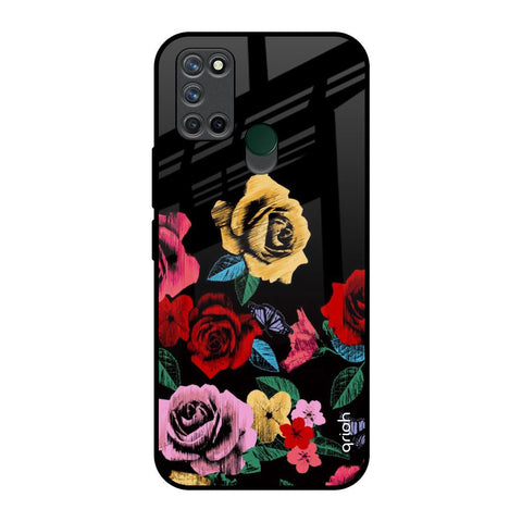 Floral Decorative Realme 7i Glass Back Cover Online