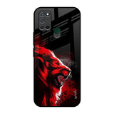 Red Angry Lion Realme 7i Glass Back Cover Online