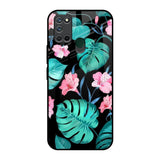 Tropical Leaves & Pink Flowers Realme 7i Glass Back Cover Online