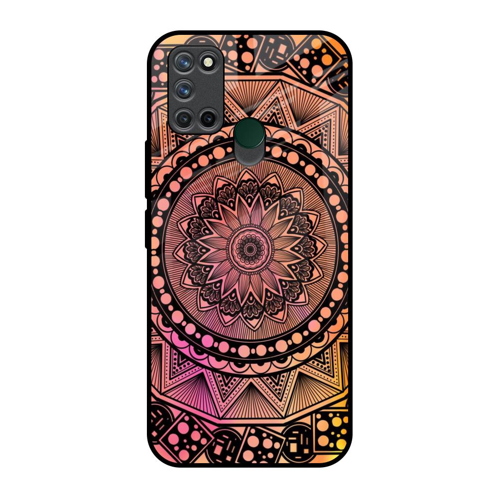 Floral Mandala Realme 7i Glass Back Cover Online
