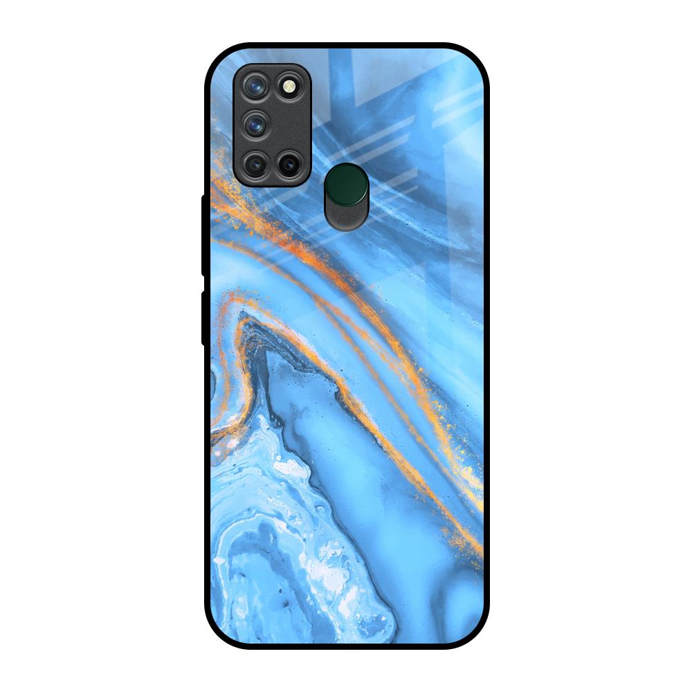 Vibrant Blue Marble Realme 7i Glass Back Cover Online