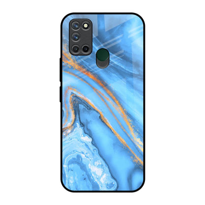 Vibrant Blue Marble Realme 7i Glass Back Cover Online