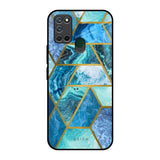 Turquoise Geometrical Marble Realme 7i Glass Back Cover Online