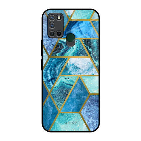 Turquoise Geometrical Marble Realme 7i Glass Back Cover Online