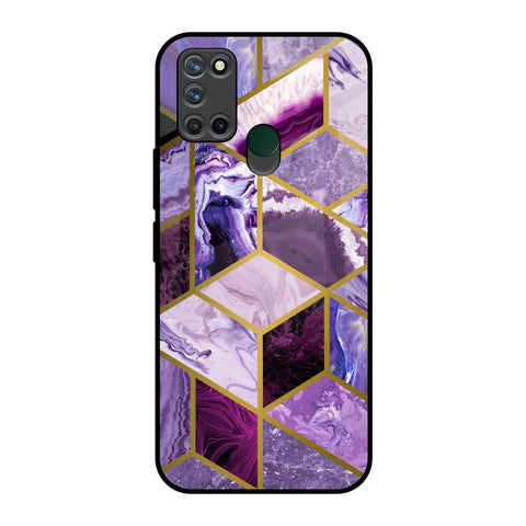 Purple Rhombus Marble Realme 7i Glass Back Cover Online