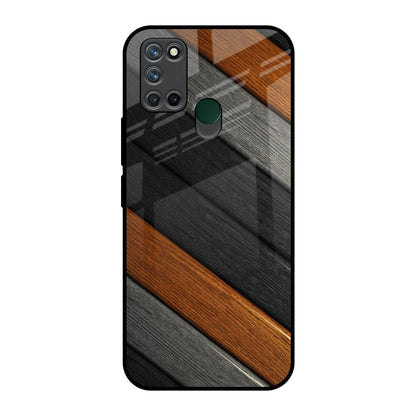 Tri Color Wood Realme 7i Glass Back Cover Online