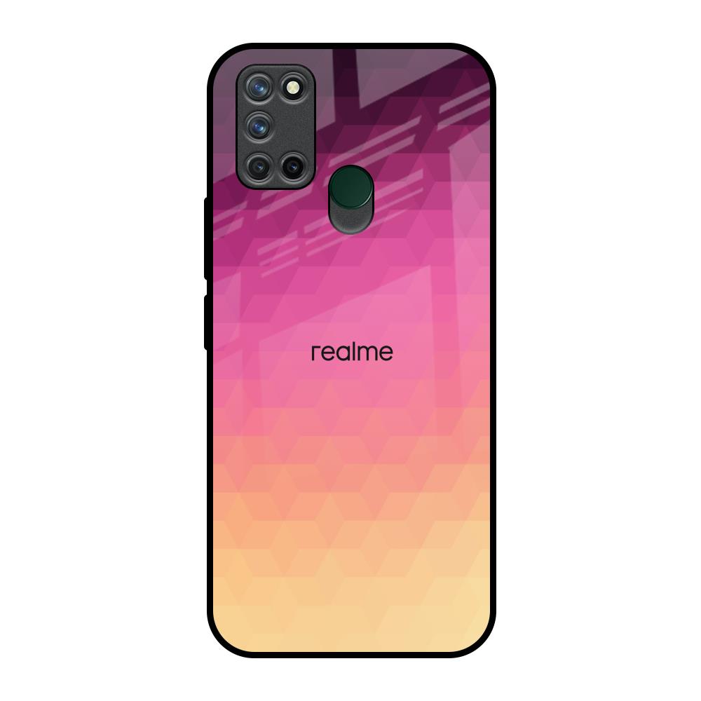 Geometric Pink Diamond Realme 7i Glass Back Cover Online