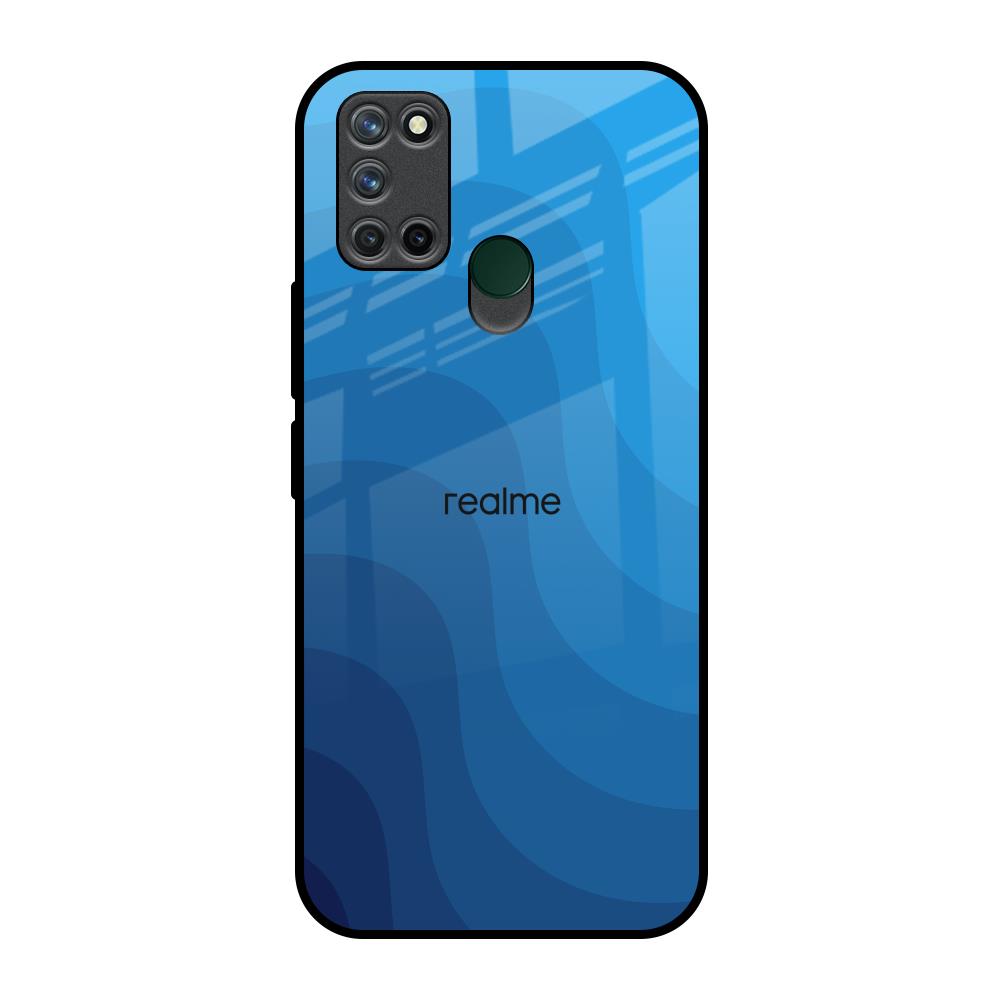 Blue Wave Abstract Realme 7i Glass Back Cover Online