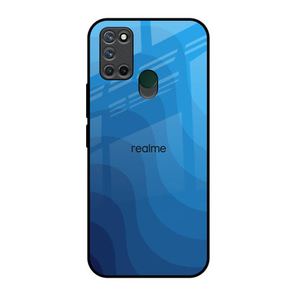 Blue Wave Abstract Realme 7i Glass Back Cover Online
