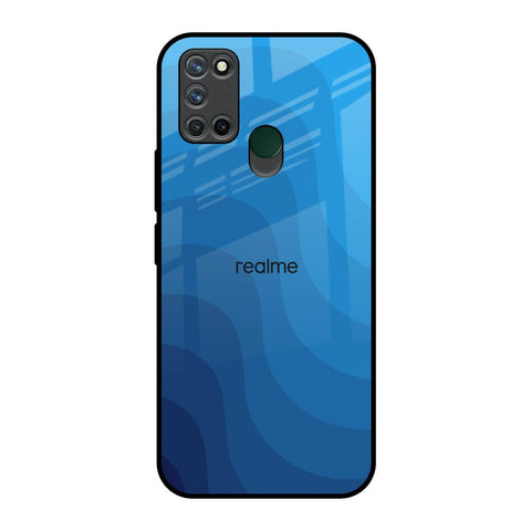 Blue Wave Abstract Realme 7i Glass Back Cover Online