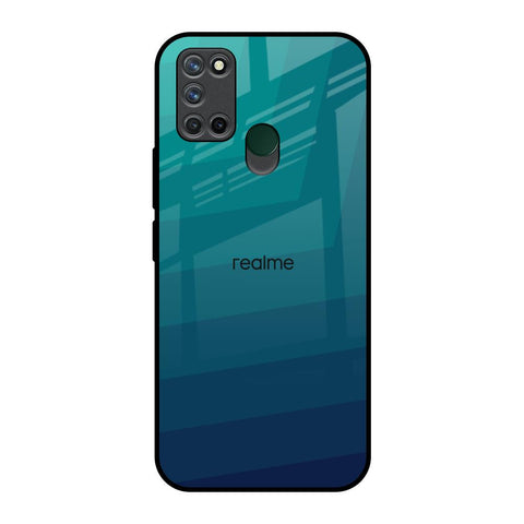 Green Triangle Pattern Realme 7i Glass Back Cover Online