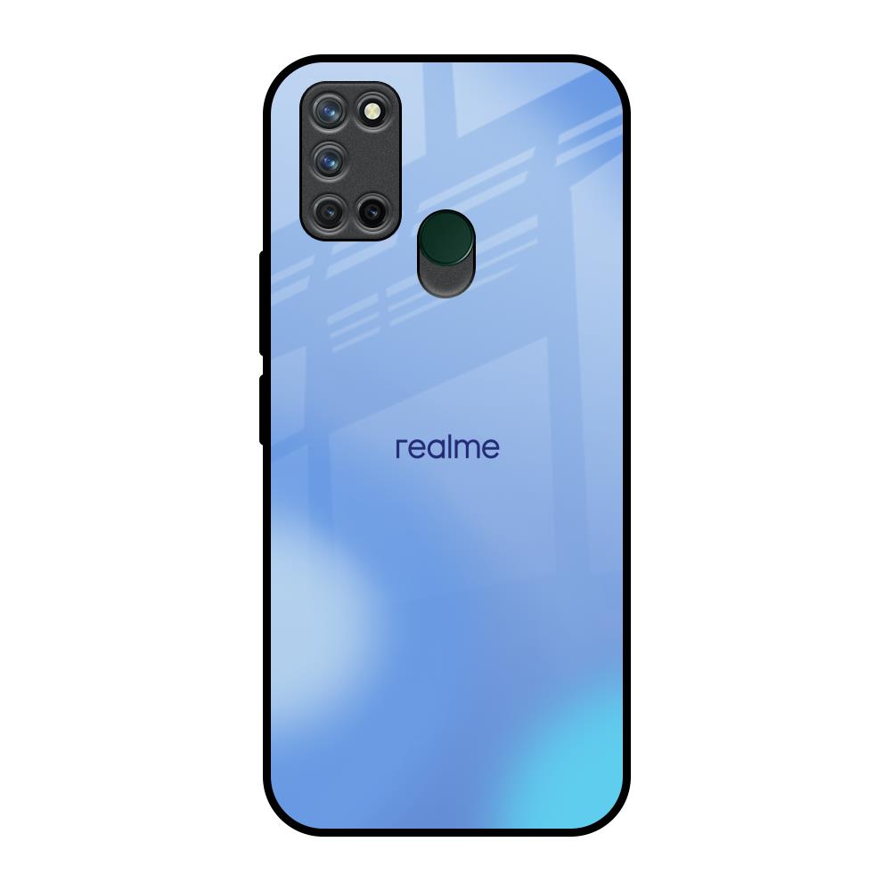 Vibrant Blue Texture Realme 7i Glass Back Cover Online