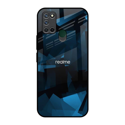 Polygonal Blue Box Realme 7i Glass Back Cover Online
