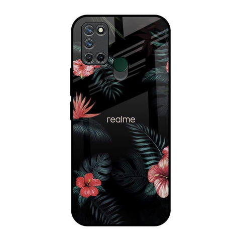 Tropical Art Flower Realme 7i Glass Back Cover Online