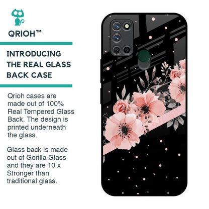 Floral Black Band Glass Case For Realme 7i