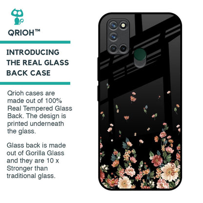 Floating Floral Print Glass Case for Realme 7i