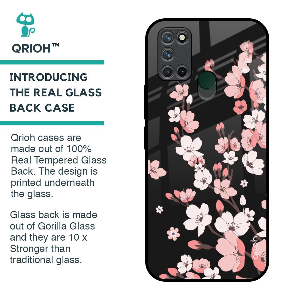 Black Cherry Blossom Glass Case for Realme 7i