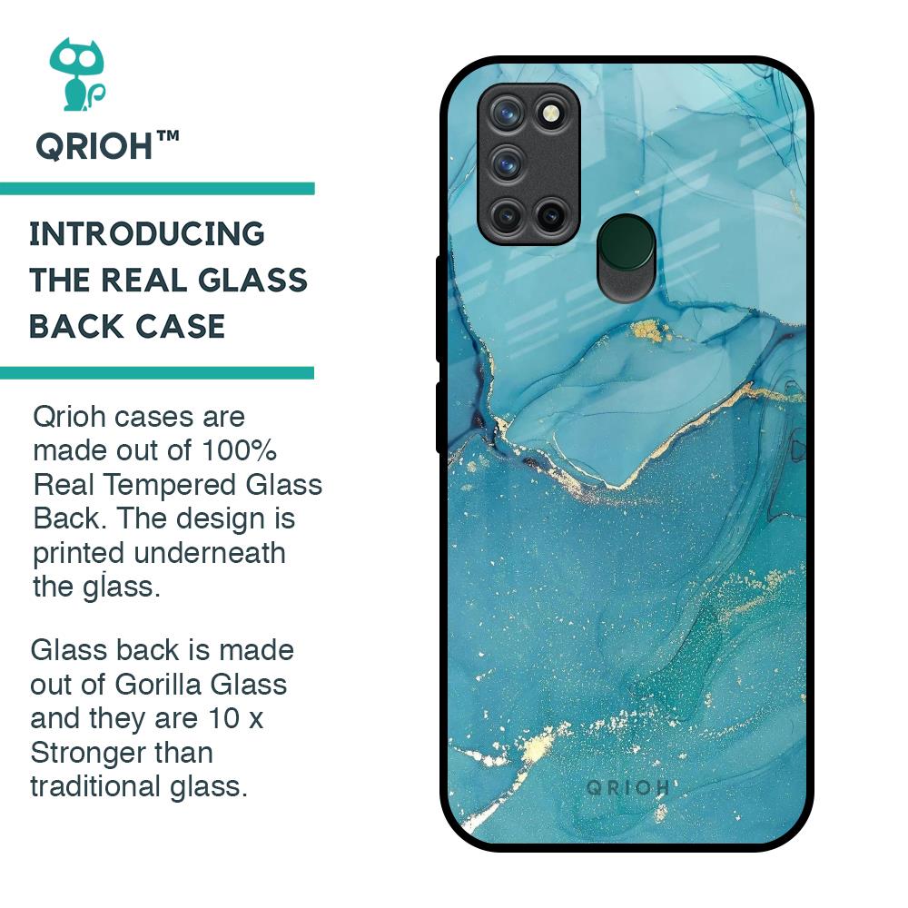 Blue Golden Glitter Glass Case for Realme 7i
