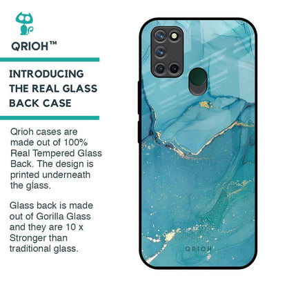 Blue Golden Glitter Glass Case for Realme 7i