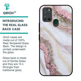 Pink & Gold Gllitter Marble Glass Case for Realme 7i