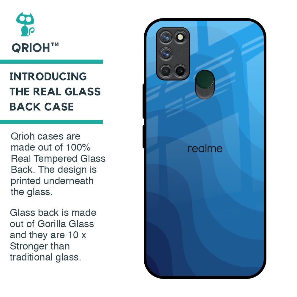 Blue Wave Abstract Glass Case for Realme 7i