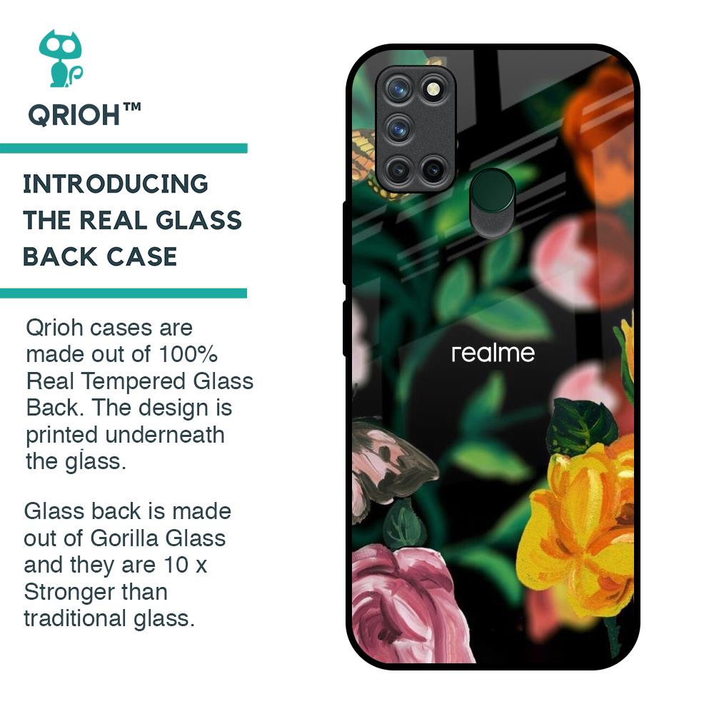 Flowers & Butterfly Glass Case for Realme 7i