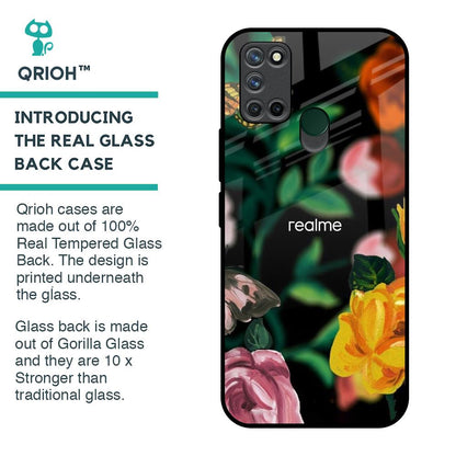 Flowers & Butterfly Glass Case for Realme 7i