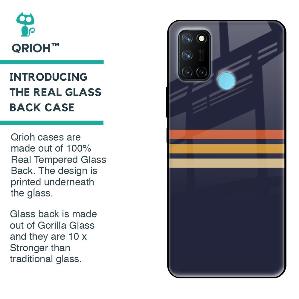 Tricolor Stripes Glass Case For Realme 7i