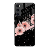 Floral Black Band Vivo V20 SE Glass Back Cover Online