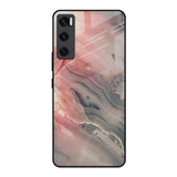 Pink And Grey Marble Vivo V20 SE Glass Back Cover Online