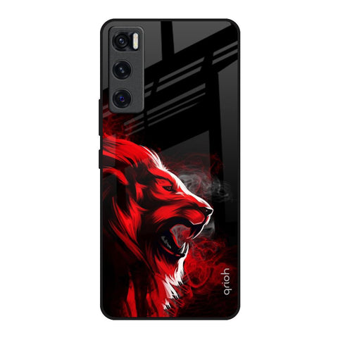 Red Angry Lion Vivo V20 SE Glass Back Cover Online