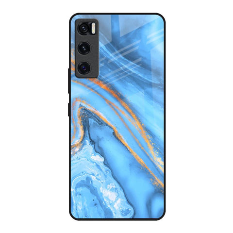 Vibrant Blue Marble Vivo V20 SE Glass Back Cover Online