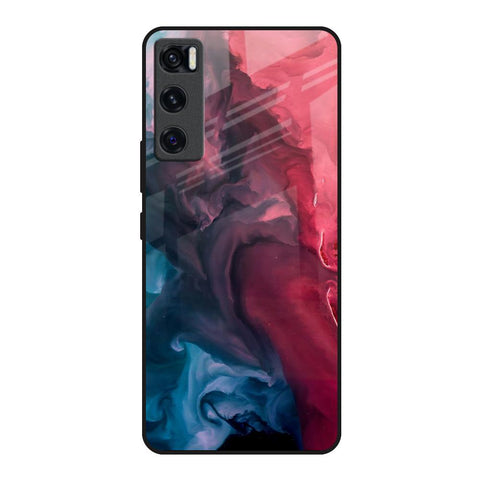 Blue & Red Smoke Vivo V20 SE Glass Back Cover Online