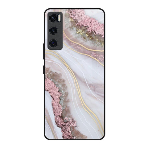 Pink & Gold Gllitter Marble Vivo V20 SE Glass Back Cover Online