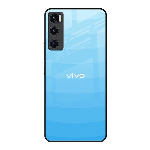 Wavy Blue Pattern Vivo V20 SE Glass Back Cover Online
