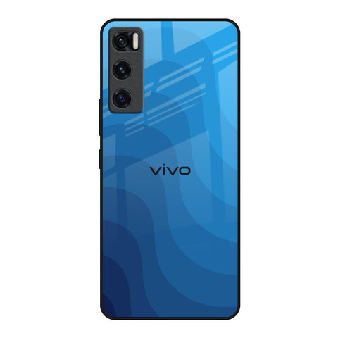Blue Wave Abstract Vivo V20 SE Glass Back Cover Online