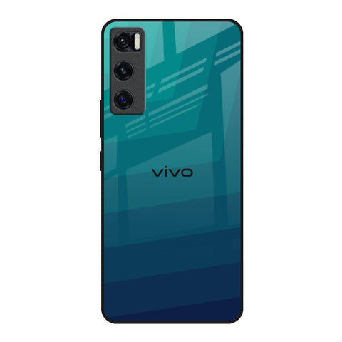 Green Triangle Pattern Vivo V20 SE Glass Back Cover Online