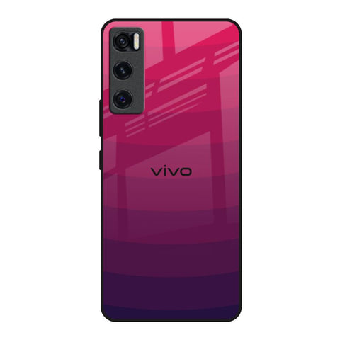 Wavy Pink Pattern Vivo V20 SE Glass Back Cover Online