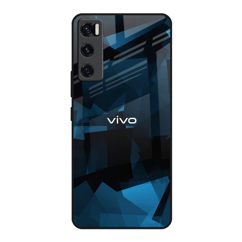 Polygonal Blue Box Vivo V20 SE Glass Back Cover Online