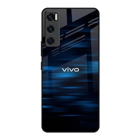 Blue Rough Abstract Vivo V20 SE Glass Back Cover Online